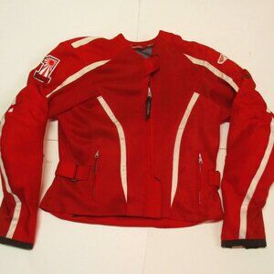 TEKNIC Woman's Motorcycle Red Riding Jacket With Pads Size USA 6